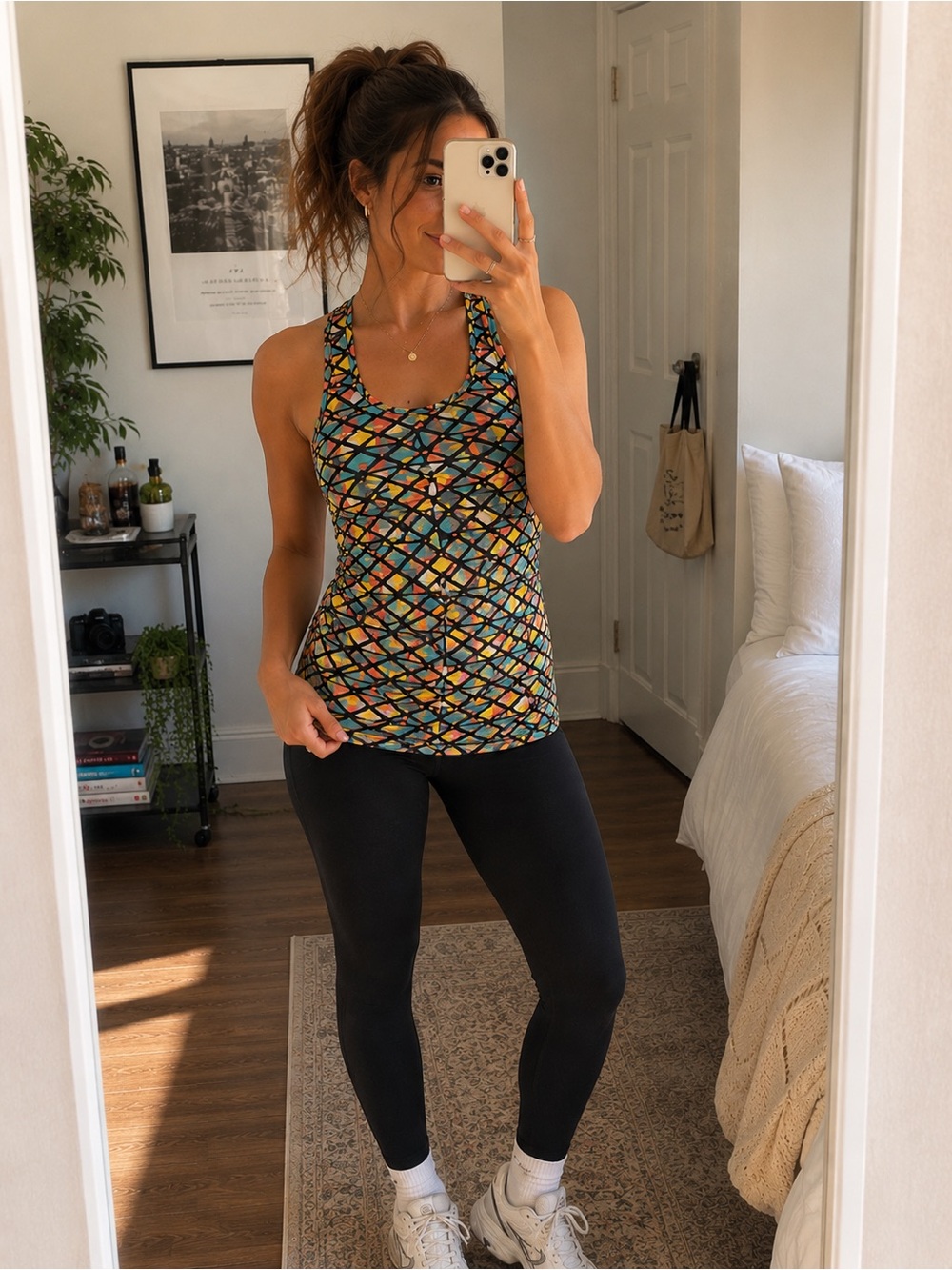 Like new SOC Swedish Athletic Mosaic Print Racerback Tank Top Small
